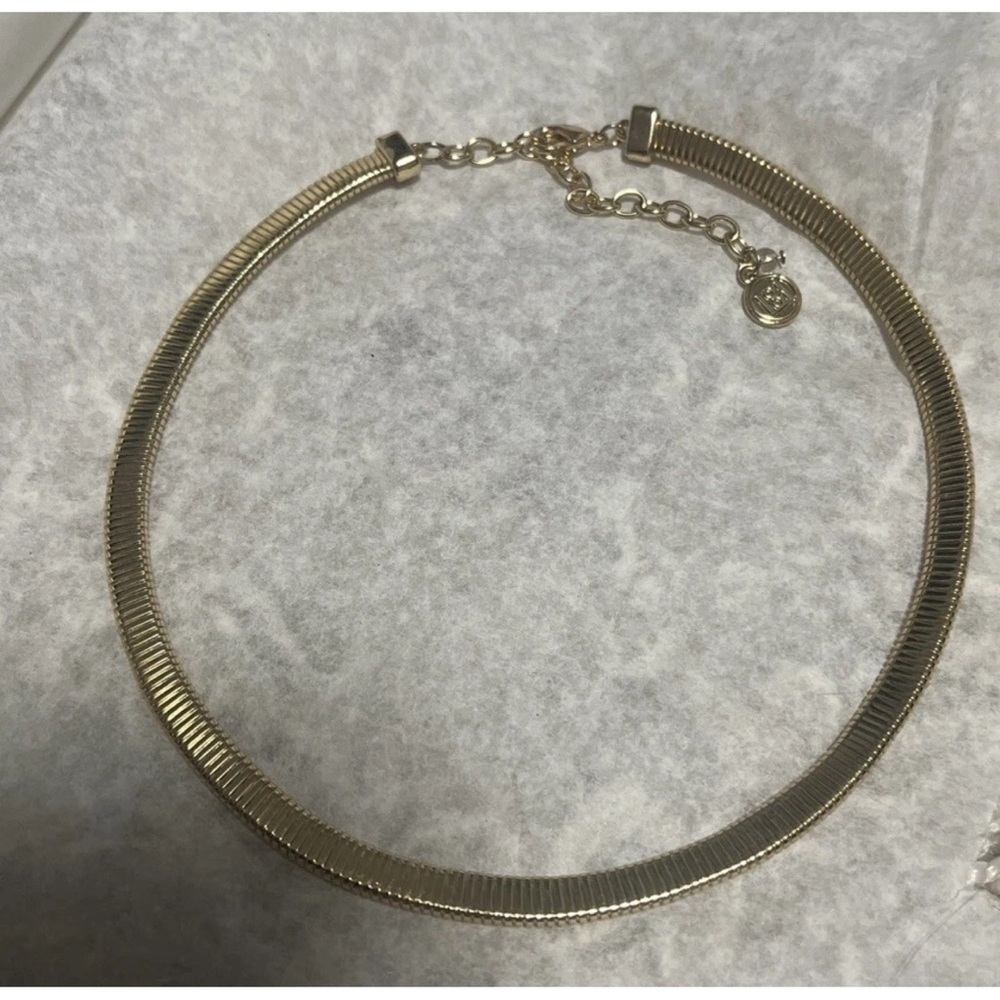 Vintage Dana Buchman Gold Tone Omega Chain Necklace Gas Pipe Adjustable
